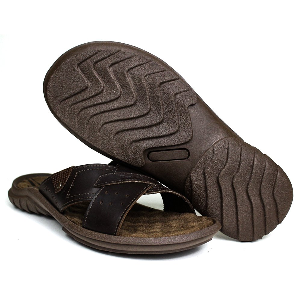 Chinelo Masculino De Couro Chocolate 5200 - DCB5200LTCHC — imagem 2
