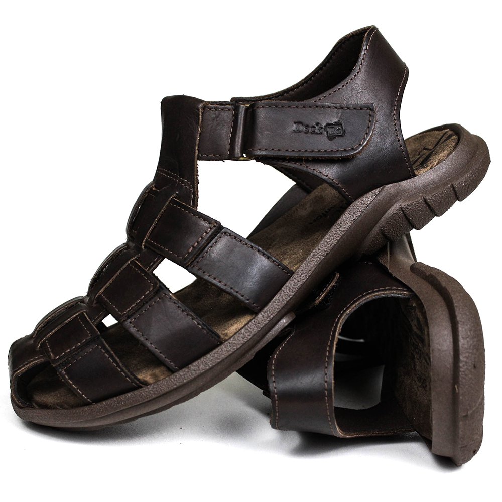 Sandália Papete Masculina De Couro Chocolate - DCB6500LTCHC — imagem 1