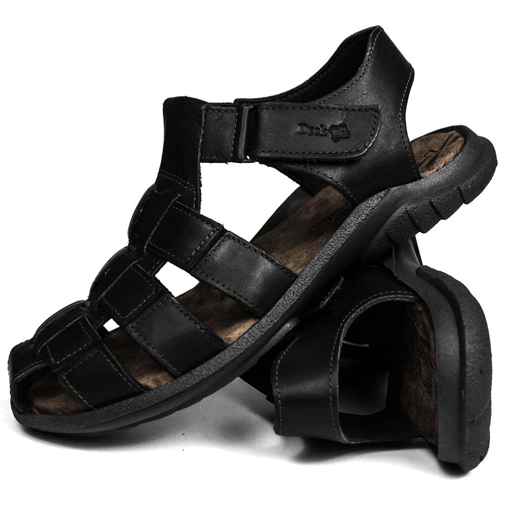 Sandália Papete Masculina De Couro Preto - DCB6500LTPTO — imagem 1