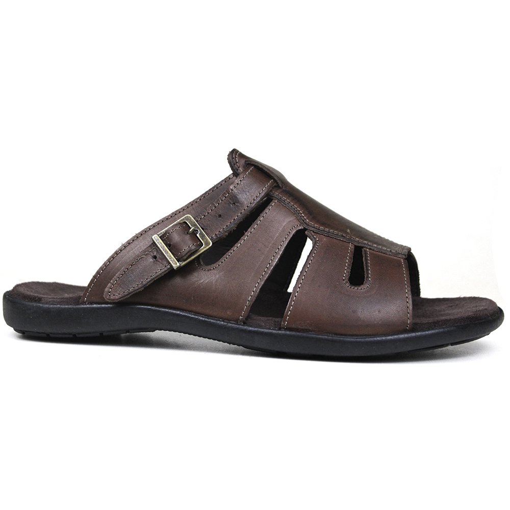 Chinelo Masculino De Couro Chocolate - 10C0900LTCHC