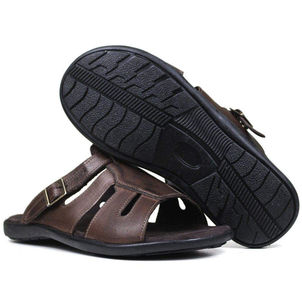 Chinelo Masculino De Couro Chocolate - 10C0900LTCHC — imagem 2