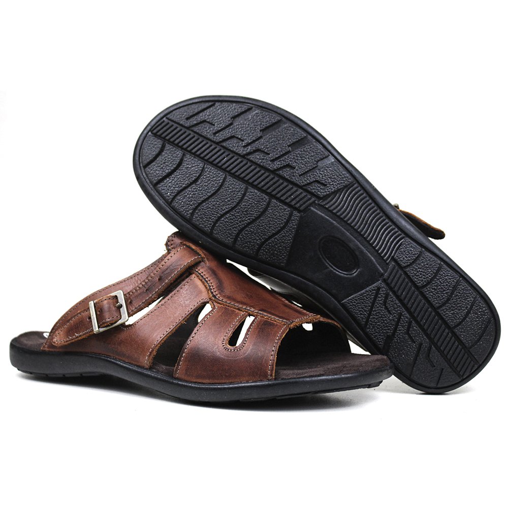 Chinelo Masculino De Couro Havana - 10C0900LTHAV — imagem 2