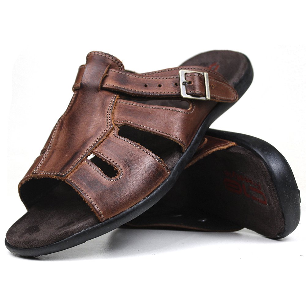 Chinelo Masculino De Couro Havana - 10C0900LTHAV — imagem 1