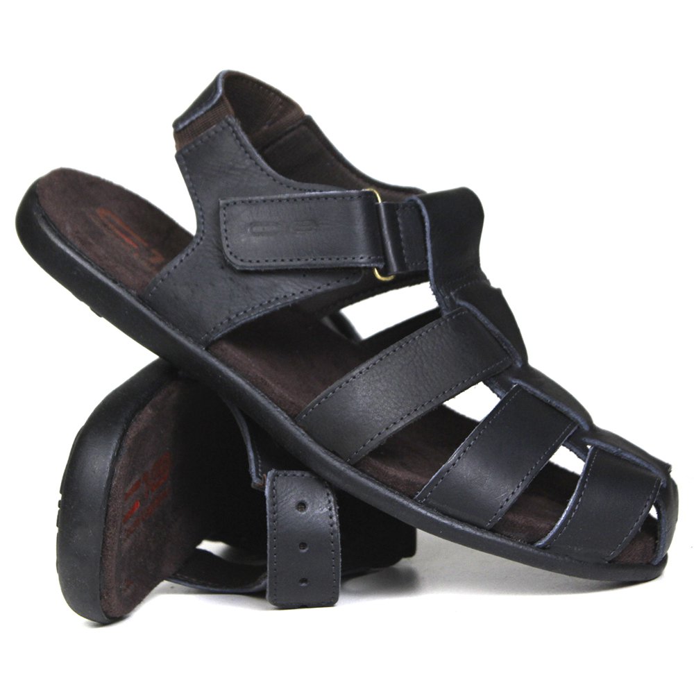 Sandália Papete Masculina De Couro Preto - 10C9660LATPTO — imagem 1