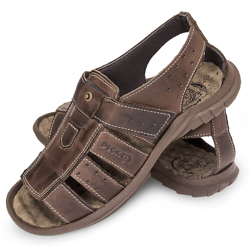 Sandália Papete Masculina De Couro Café - DCB0980LTCFE — imagem 1