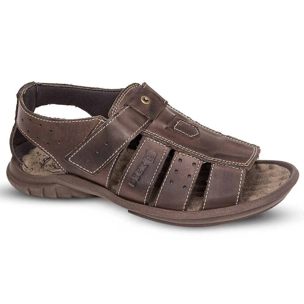 Sandália Papete Masculina De Couro Café - DCB0980LTCFE