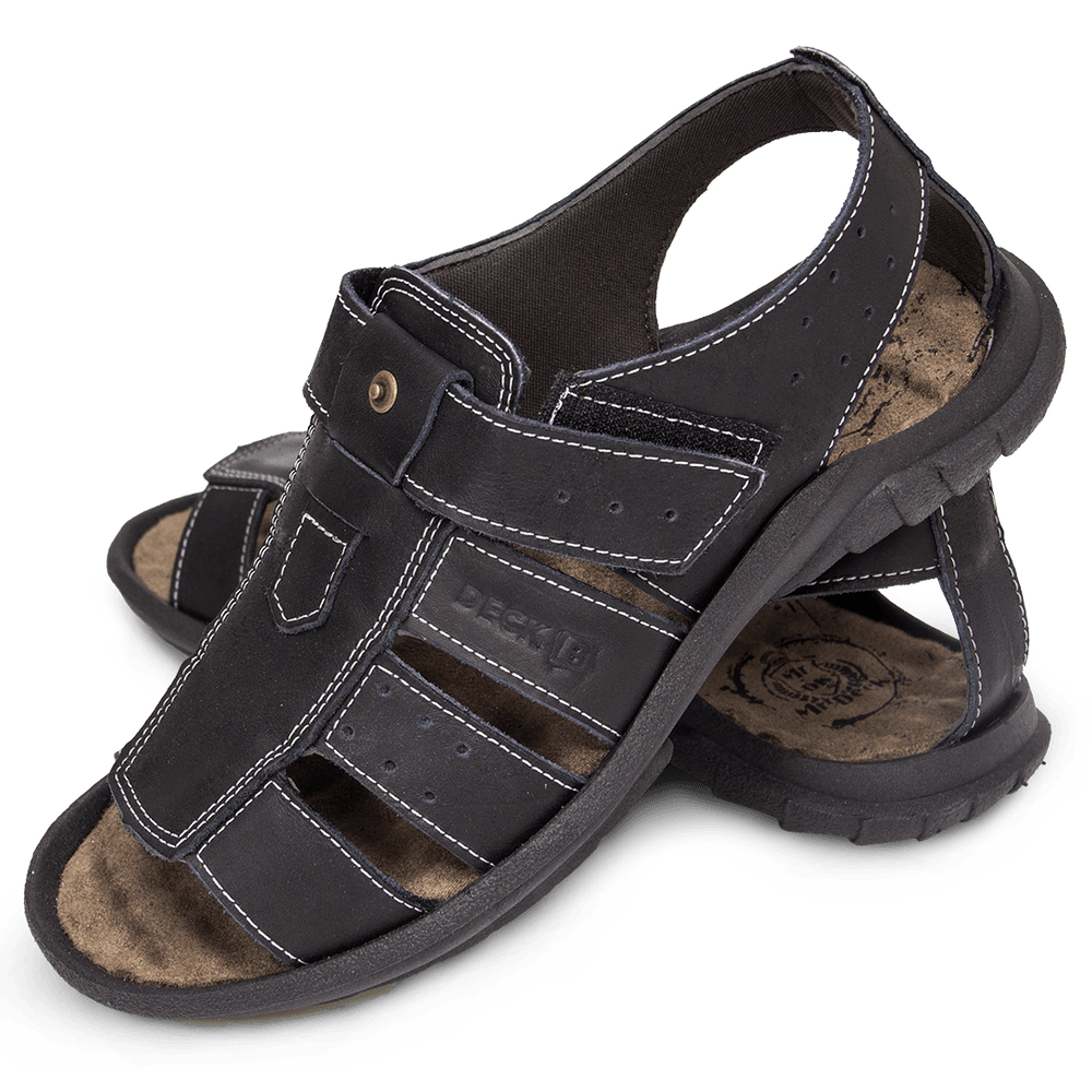 Sandália Papete Masculina De Couro Preto - DCB0980LTPTO — imagem 2