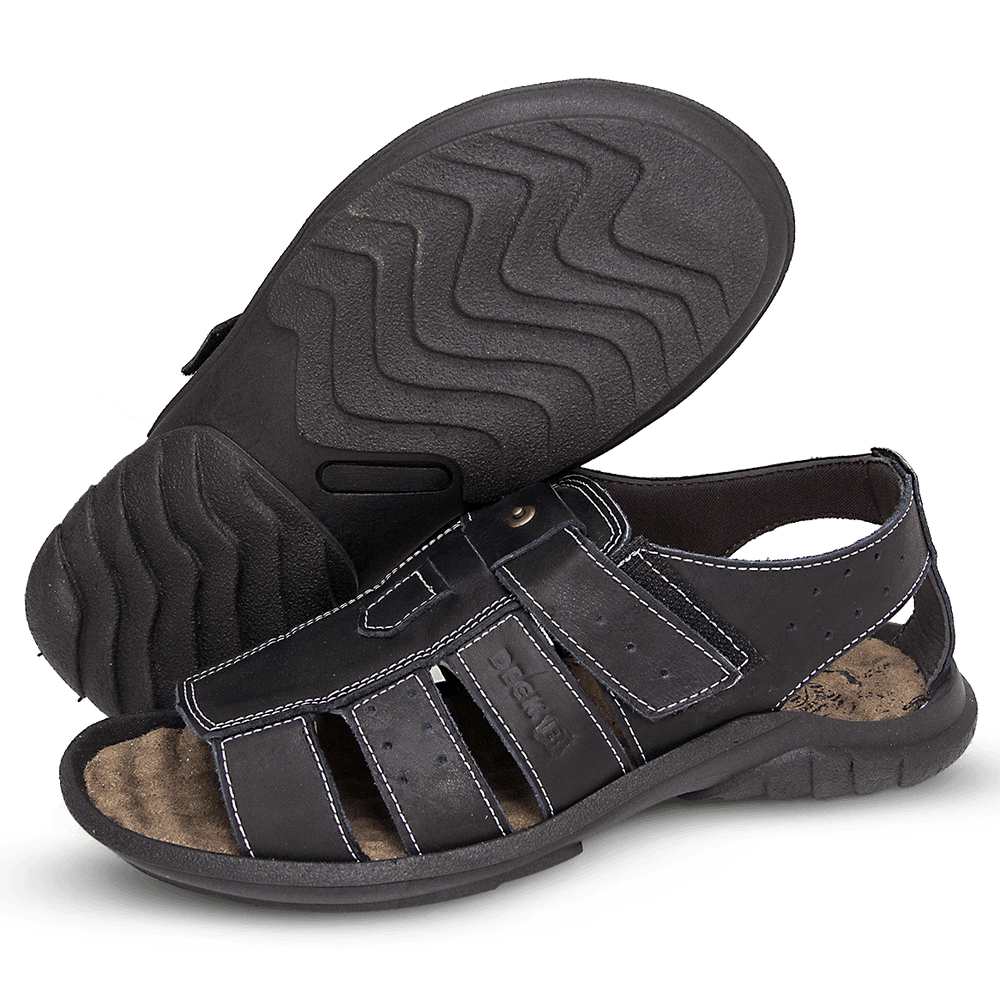 Sandália Papete Masculina De Couro Preto - DCB0980LTPTO — imagem 3