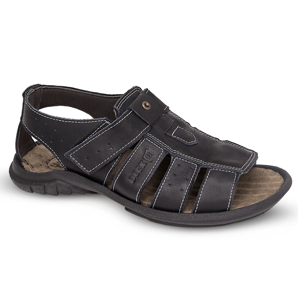 Sandália Papete Masculina De Couro Preto - DCB0980LTPTO