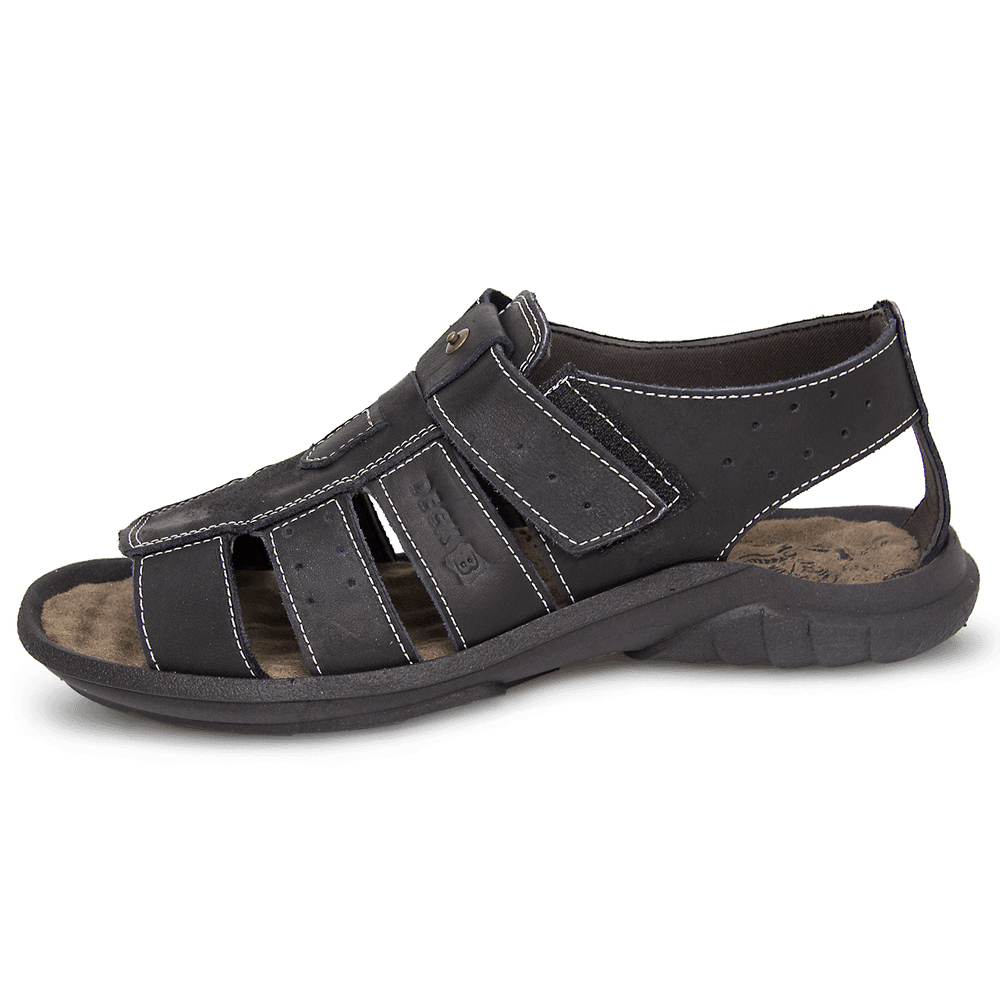 Sandália Papete Masculina De Couro Preto - DCB0980LTPTO — imagem 1