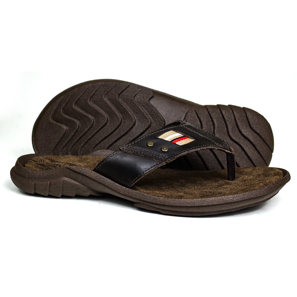 Chinelo Masculino De Couro Marrom 100 - DCB0100LTCHC — imagem 1