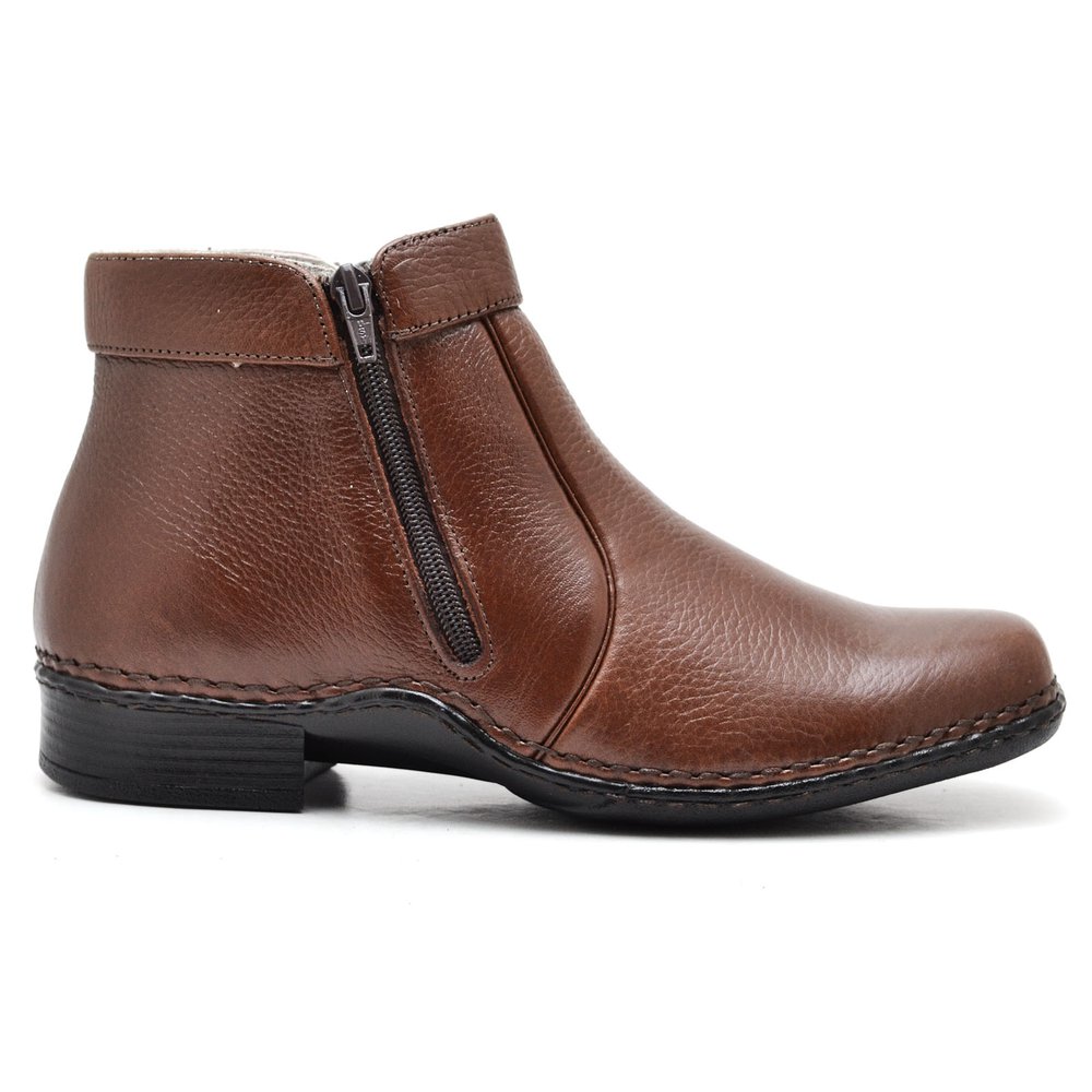 Botina Casual Conforto Couro Marrom - RT1600FLOCFE — imagem 1