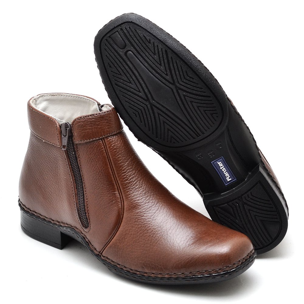 Botina Casual Conforto Couro Marrom - RT1600FLOCFE — imagem 2