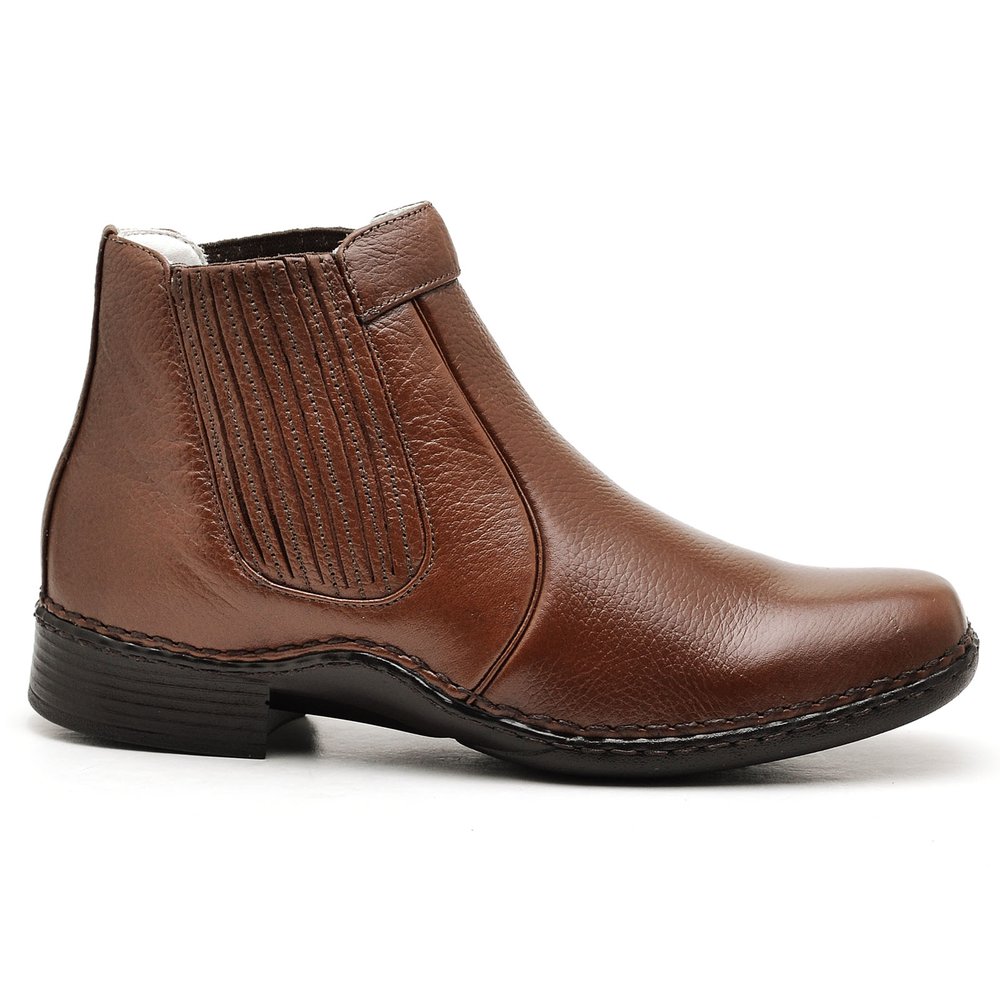 Botina Casual Conforto Couro Marrom - RT1601FLOCFE — imagem 1