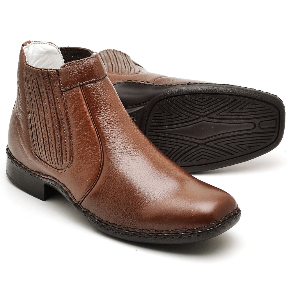 Botina Casual Conforto Couro Marrom - RT1601FLOCFE — imagem 2