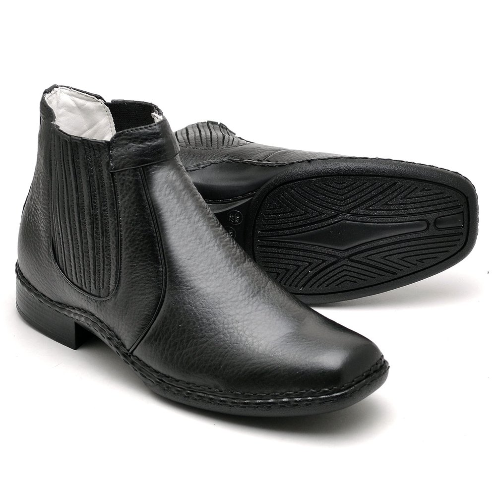 Botina Casual Conforto Couro Preto - RT1601FLOPTO — imagem 2