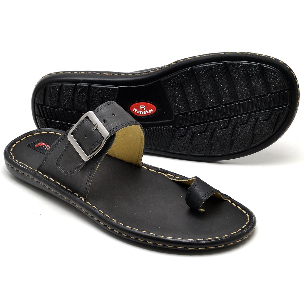 Chinelo Masculino Conforto Couro Preto - RT0803FLYPTO — imagem 2