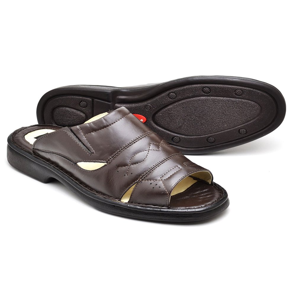 Chinelo Masculino Conforto Couro Marrom - RT2600FLYCFE — imagem 1