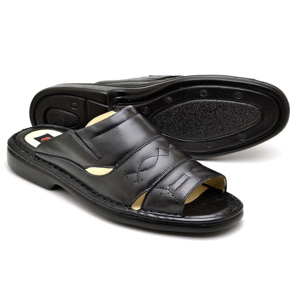 Chinelo Masculino Conforto Couro Preto - RT2600FLYPTO — imagem 1