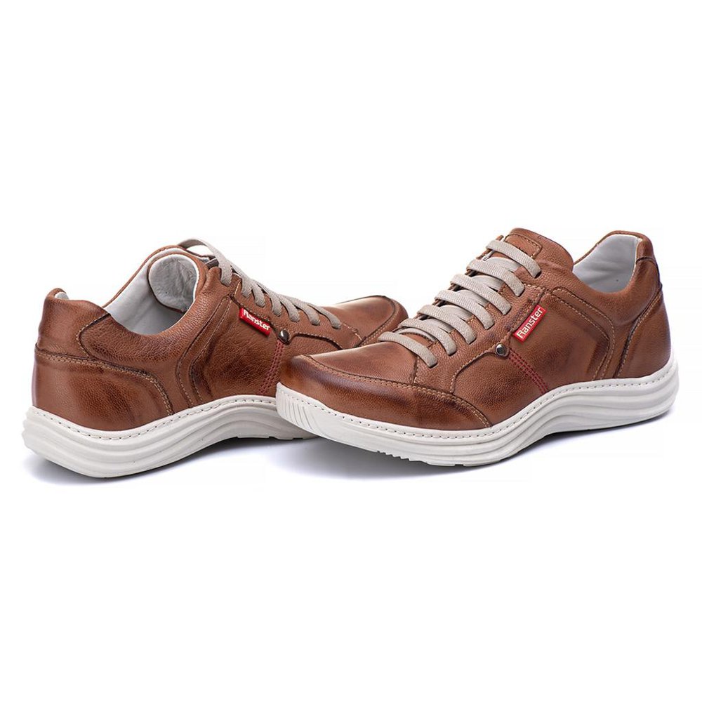 Sapatênis Casual Conforto Couro Marrom Claro - RT3000MSTCAS — imagem 1