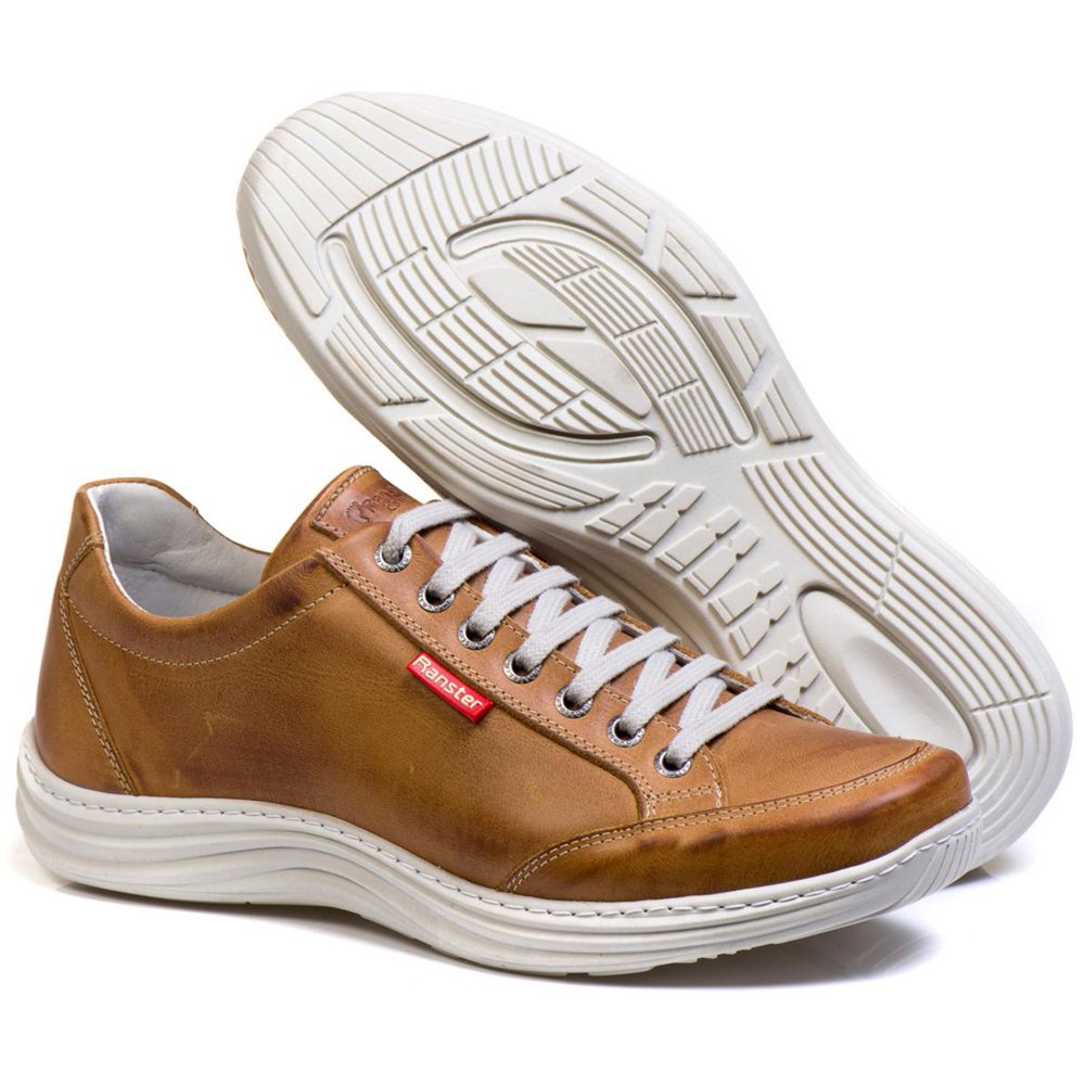 Sapatênis Casual Conforto Couro Marrom Claro - RT3001MSTCAS — imagem 2