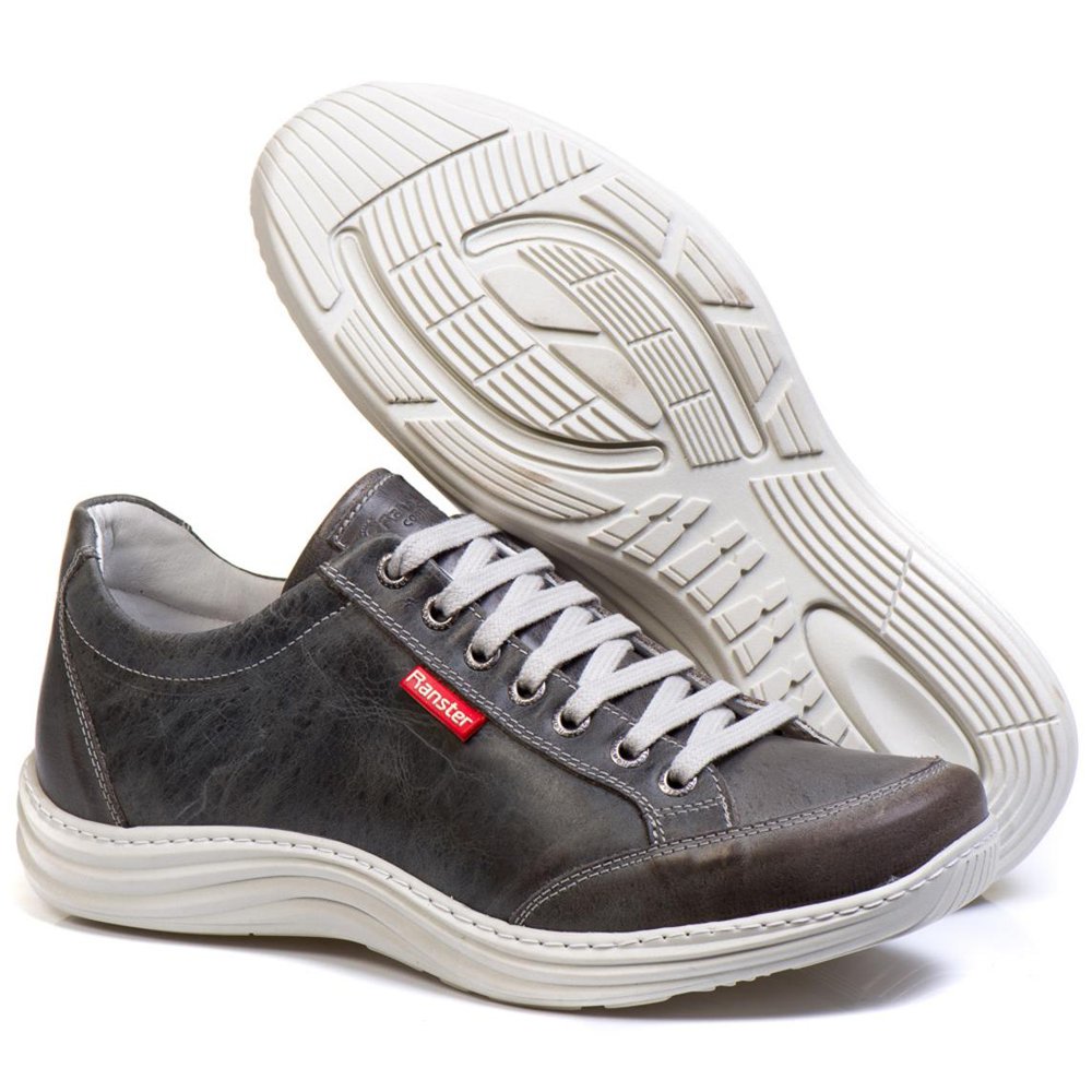 Sapatênis Casual Conforto Couro Cinza 3001 - RT3001MSTGRF — imagem 2