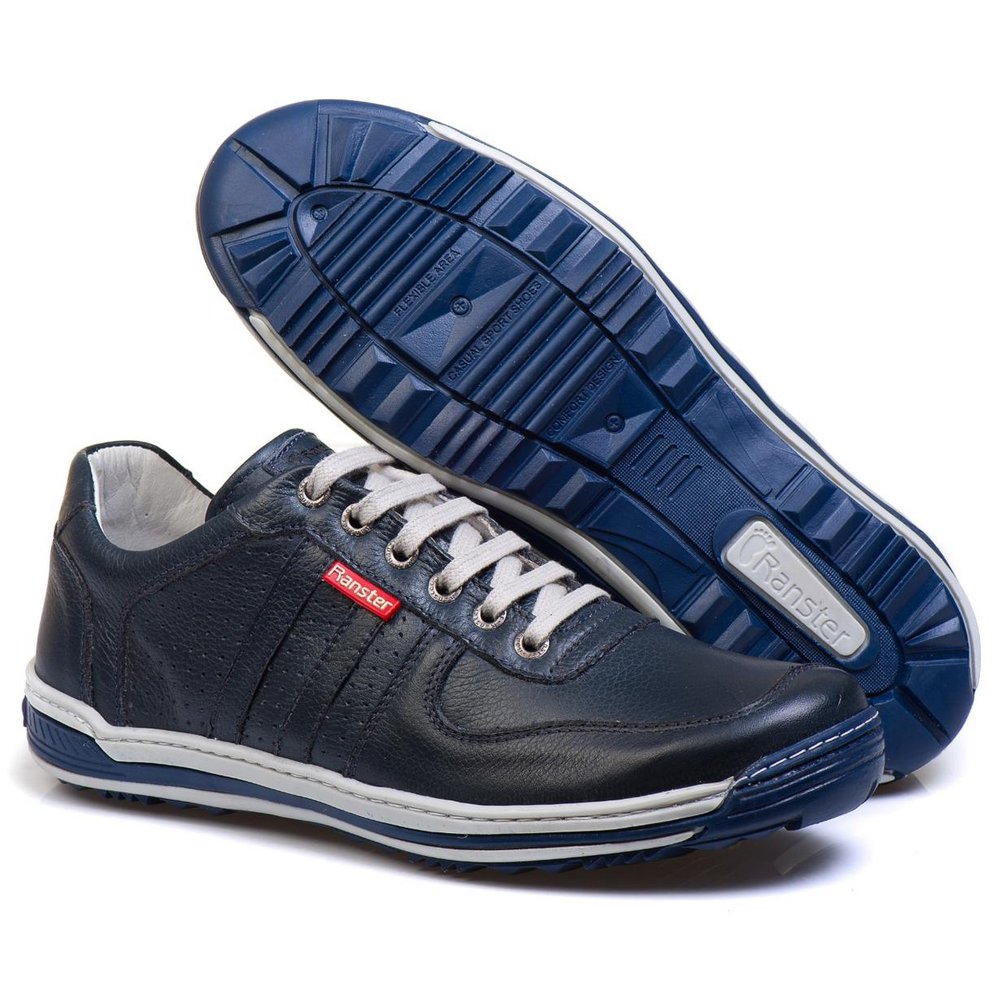 Sapatênis Casual Conforto Couro Azul - RT3002FLOAZU — imagem 2