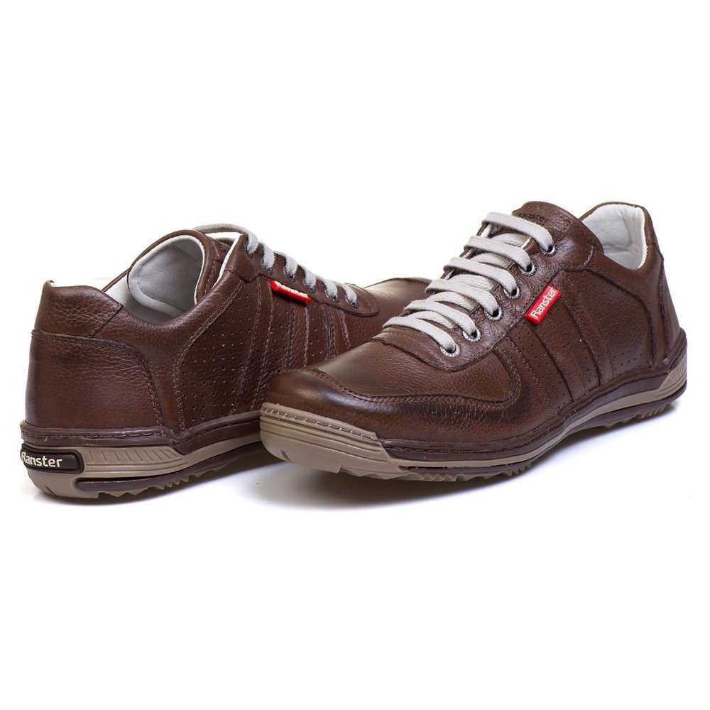 Sapatênis Casual Conforto Couro Marrom - RT3002FLOCFE — imagem 1