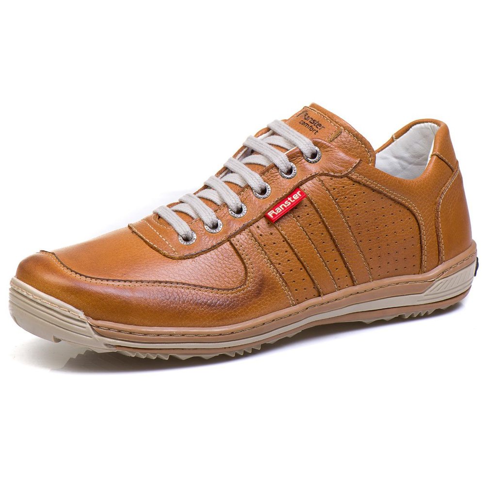 Sapatênis Casual Conforto Couro Marrom Claro - RT3002FLOCAS