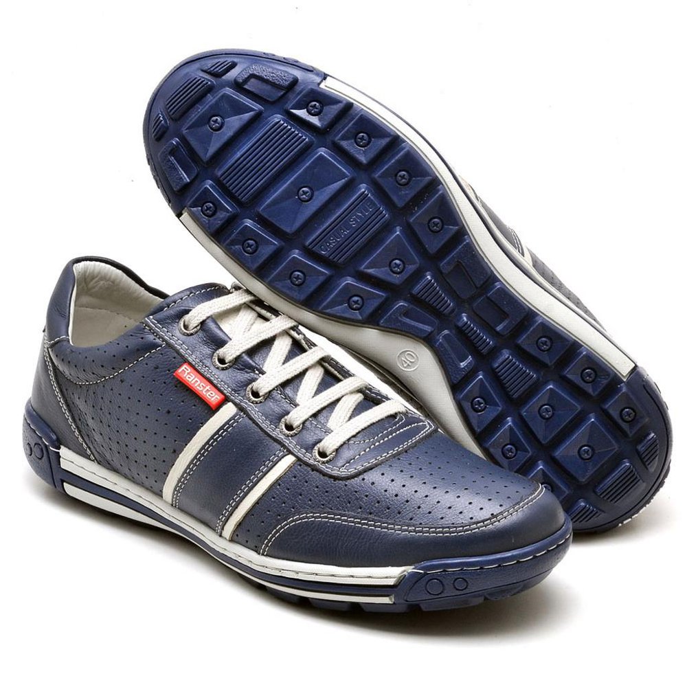 Sapatênis Casual Conforto Couro Azul - RT3004FLOAZU — imagem 2