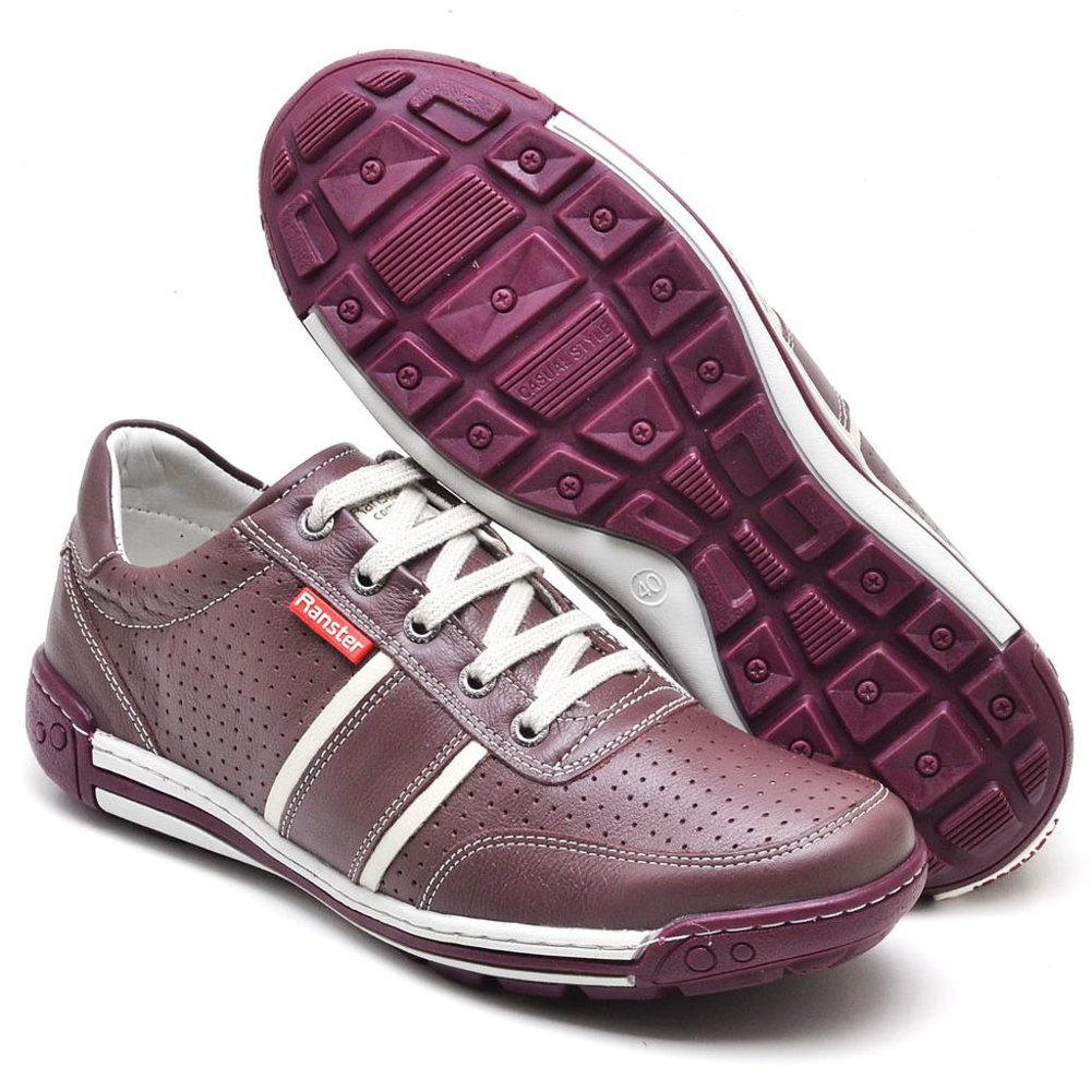 Sapatênis Casual Conforto Couro Vermelho - RT3004FLOBDO — imagem 2