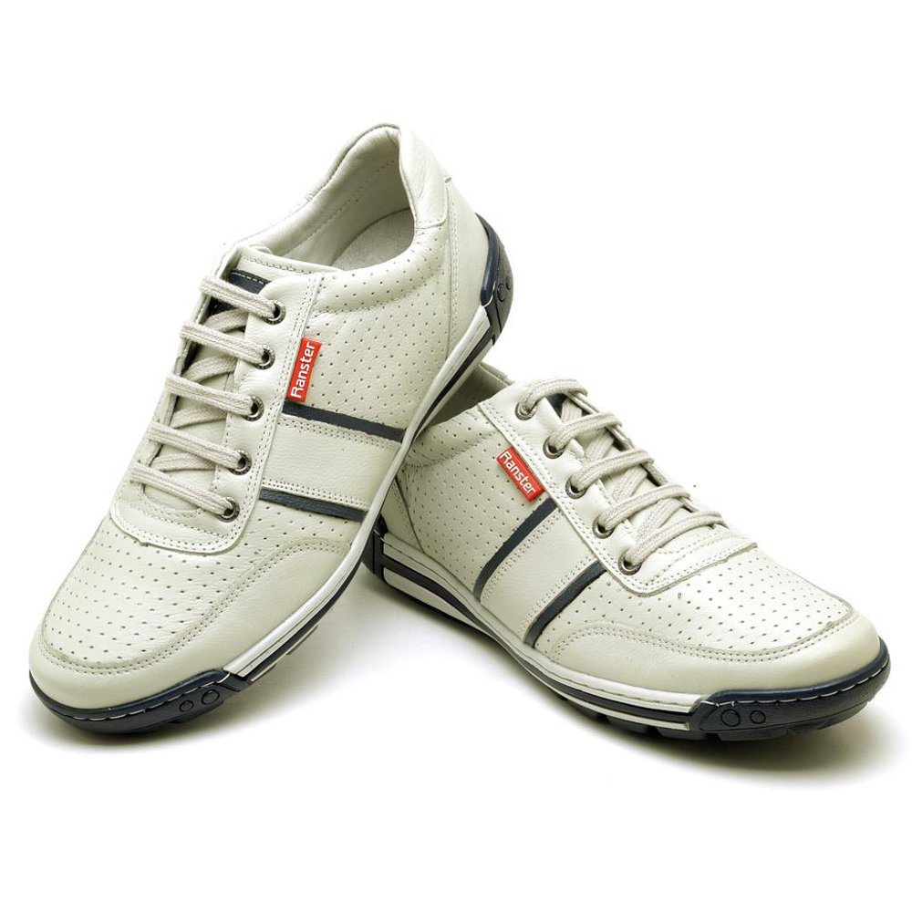 Sapatênis Casual Conforto Couro Off White - RT3004FLOGEL
