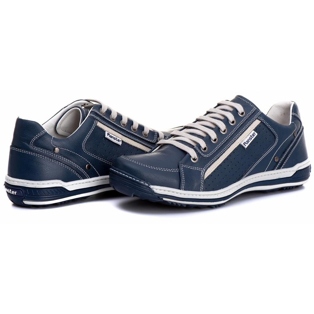 Sapatênis Casual Conforto Couro Azul - RT3006FLOAZU