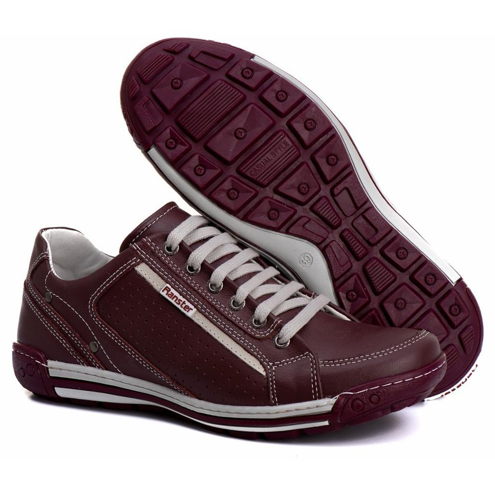 Sapatênis Casual Conforto Couro Vermelho - RT3006FLOBDO — imagem 2