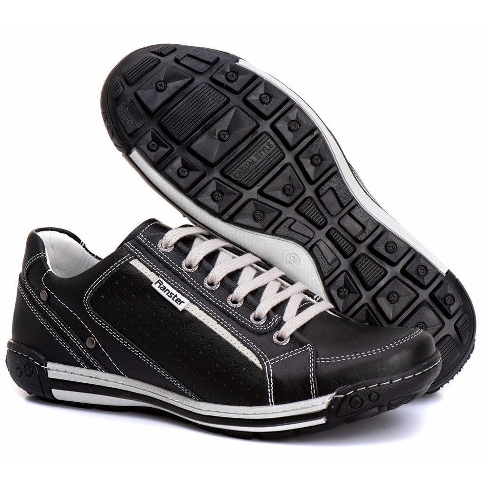 Sapatênis Casual Conforto Couro Preto - RT3006FLOPTO — imagem 2