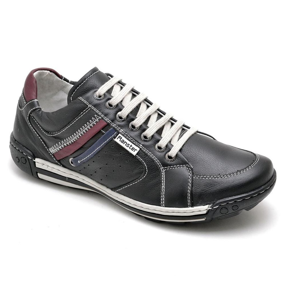 Sapatênis Casual Conforto Couro Preto - RT3007FLOPTO — imagem 1