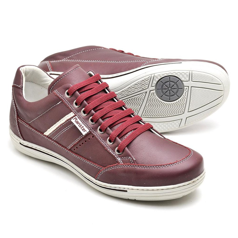 Sapatênis Casual Conforto Couro Vermelho - RT3008FLOBDO — imagem 2