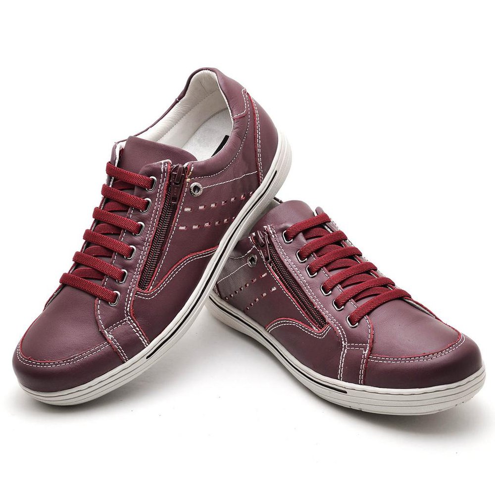 Sapatênis Casual Conforto Couro Vermelho - RT3009FLOBDO — imagem 1