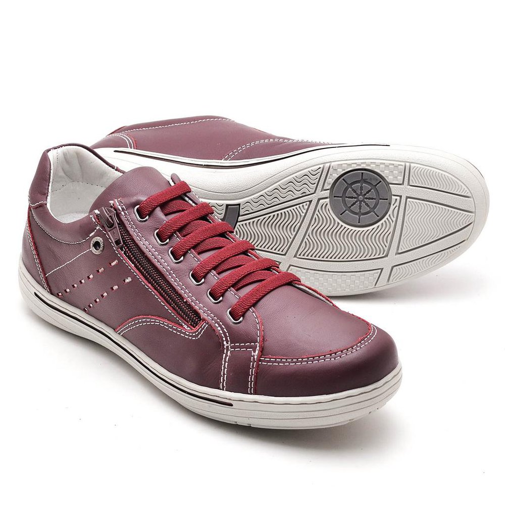 Sapatênis Casual Conforto Couro Vermelho - RT3009FLOBDO — imagem 2