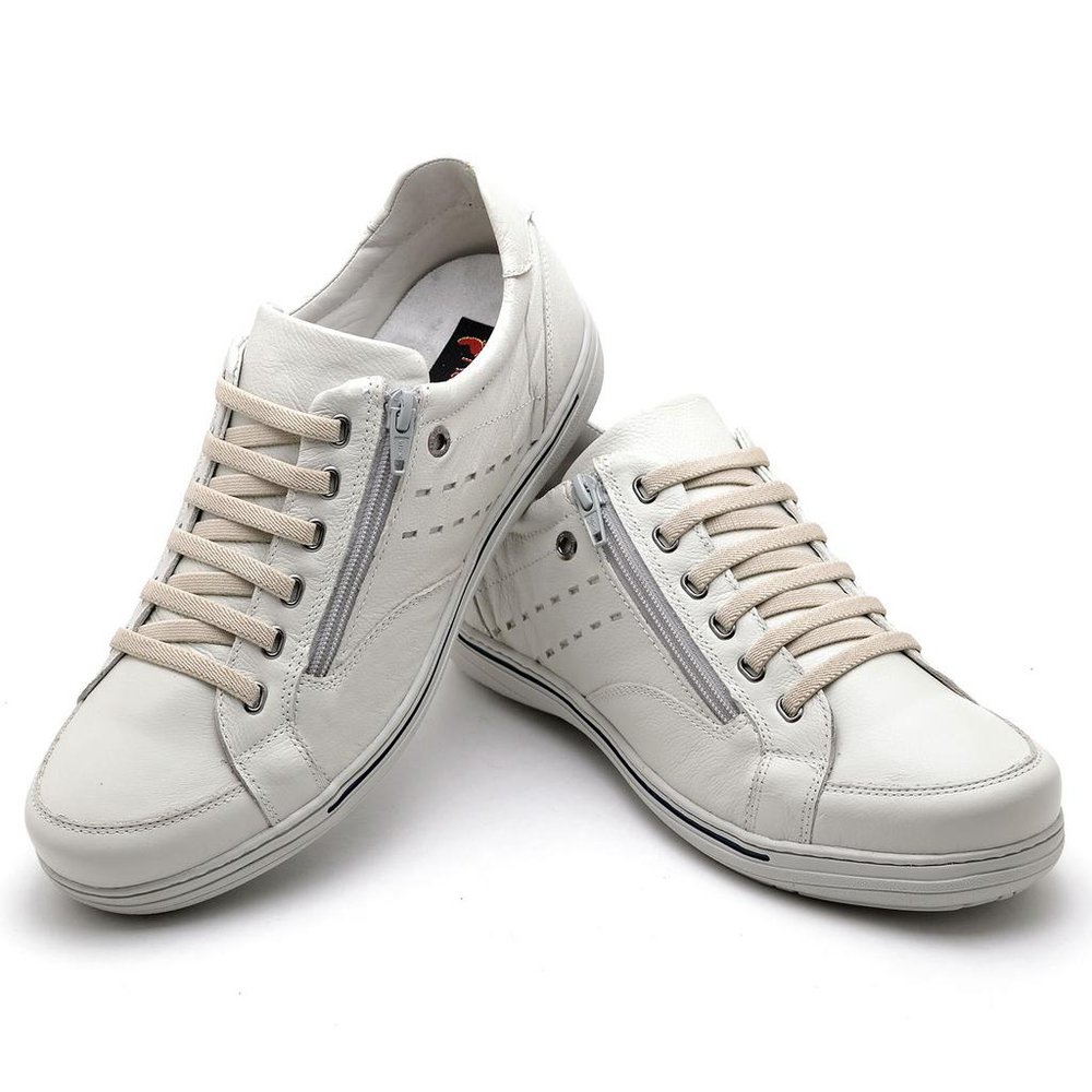 Sapatênis Casual Conforto Couro Off White - RT3009FLOGEL — imagem 1