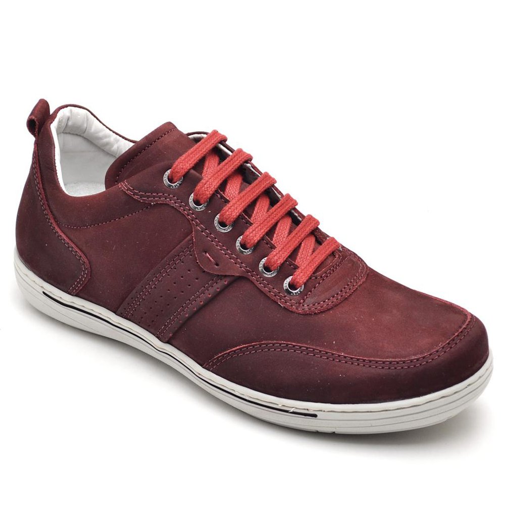 Sapatênis Casual Conforto Couro Vermelho - RT3011NBKBDO