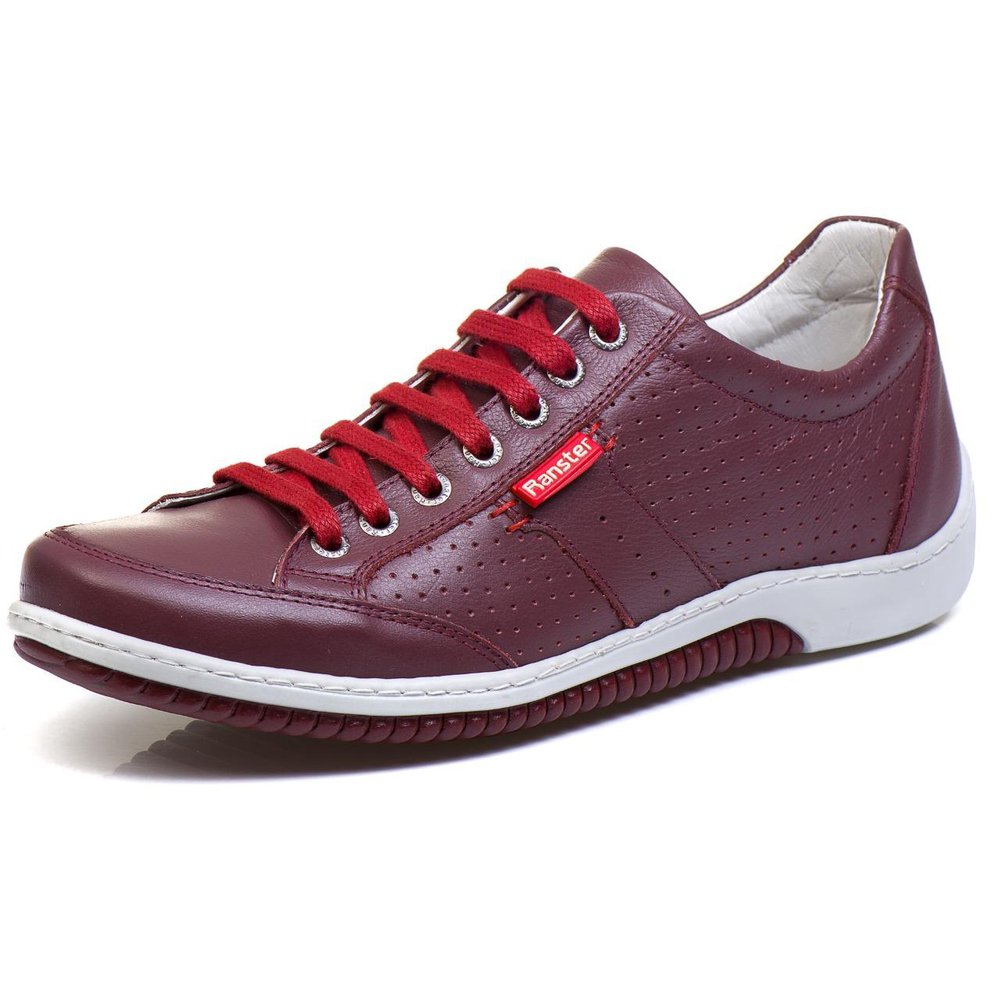 Sapatênis Casual Conforto Couro Vermelho - RT3016NBKBDO