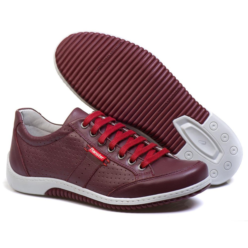 Sapatênis Casual Conforto Couro Vermelho - RT3016NBKBDO — imagem 2
