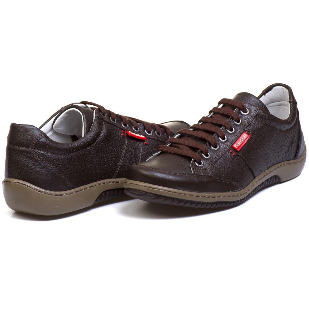 Sapatênis Casual Conforto Couro Marrom - RT3016NBKCFE