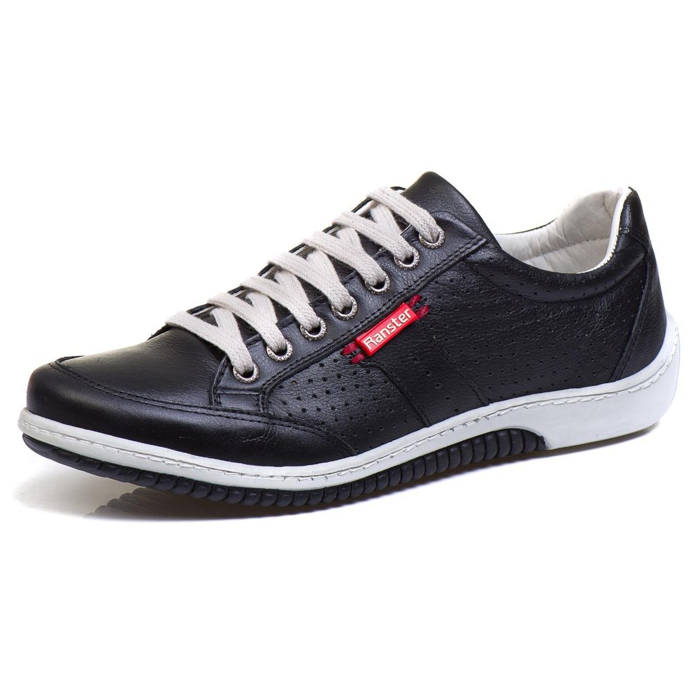 Sapatênis Casual Conforto Couro Preto - RT3016NBKPTO