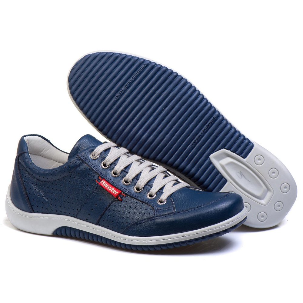 Sapatênis Casual Conforto Couro Azul - RT3016NBKAZU — imagem 2