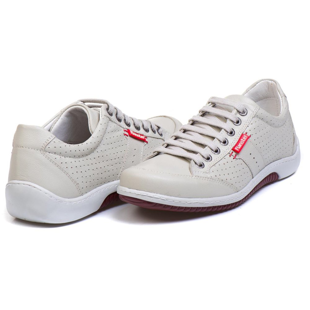 Sapatênis Casual Conforto Couro Off White - RT3016NBKGEL