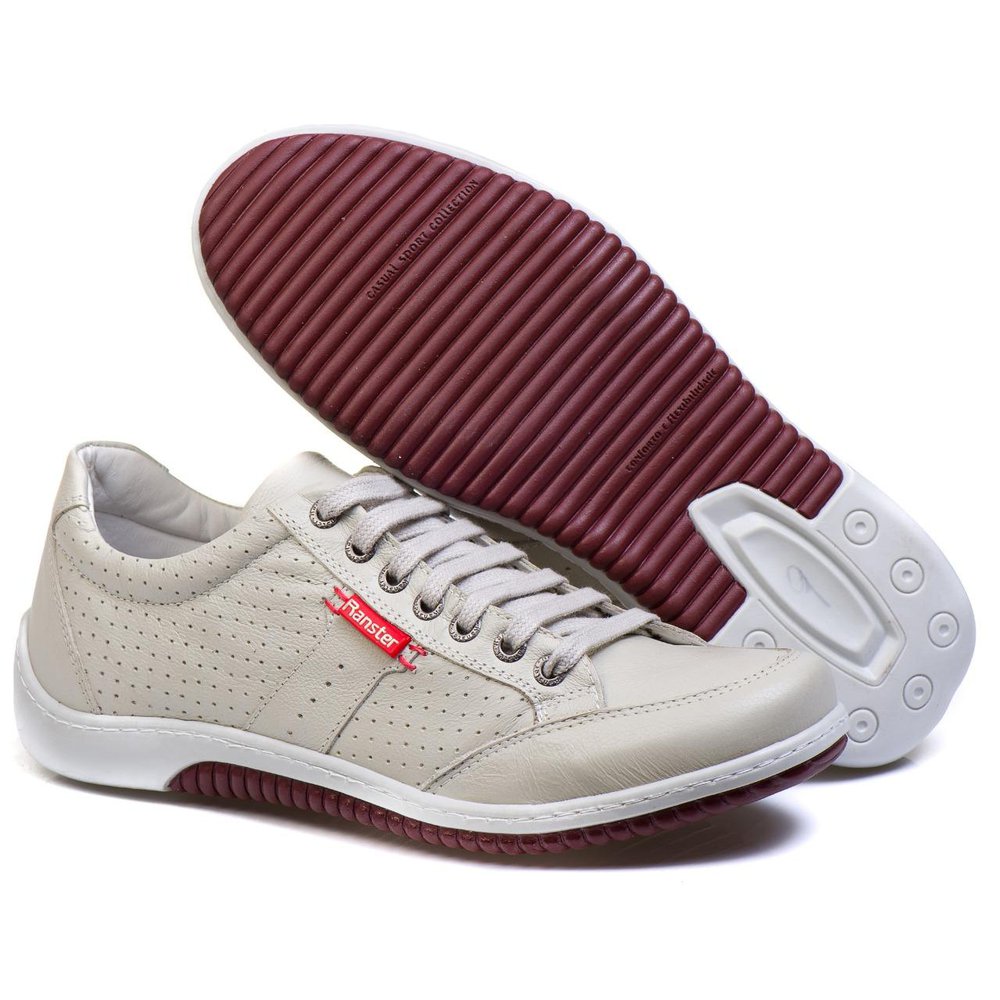Sapatênis Casual Conforto Couro Off White - RT3016NBKGEL — imagem 2