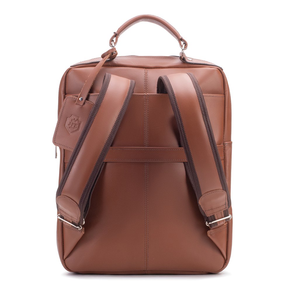Mochila Compacta em Couro Com Suporte Para Notebook | JFECOURO