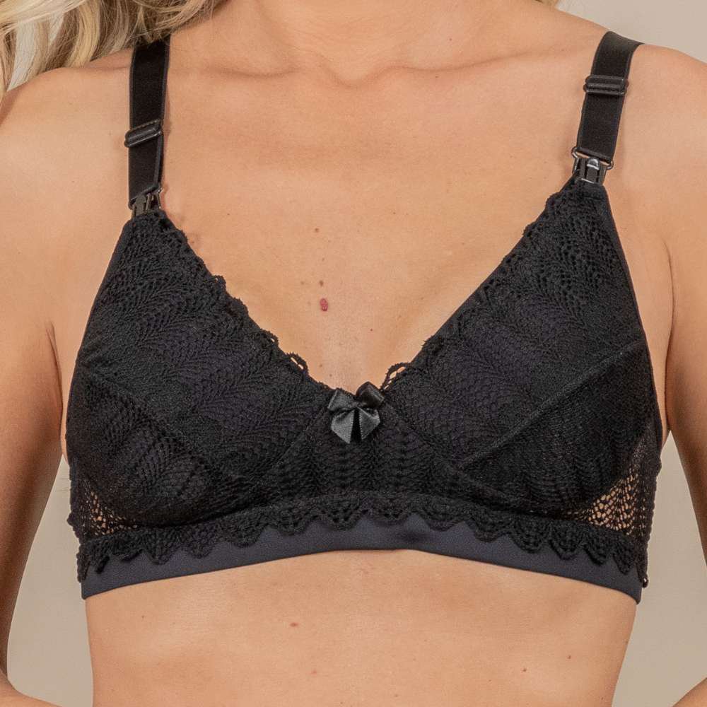 Sutiã Bralette em Tule e Renda Vellfer (VF-54) Preto 